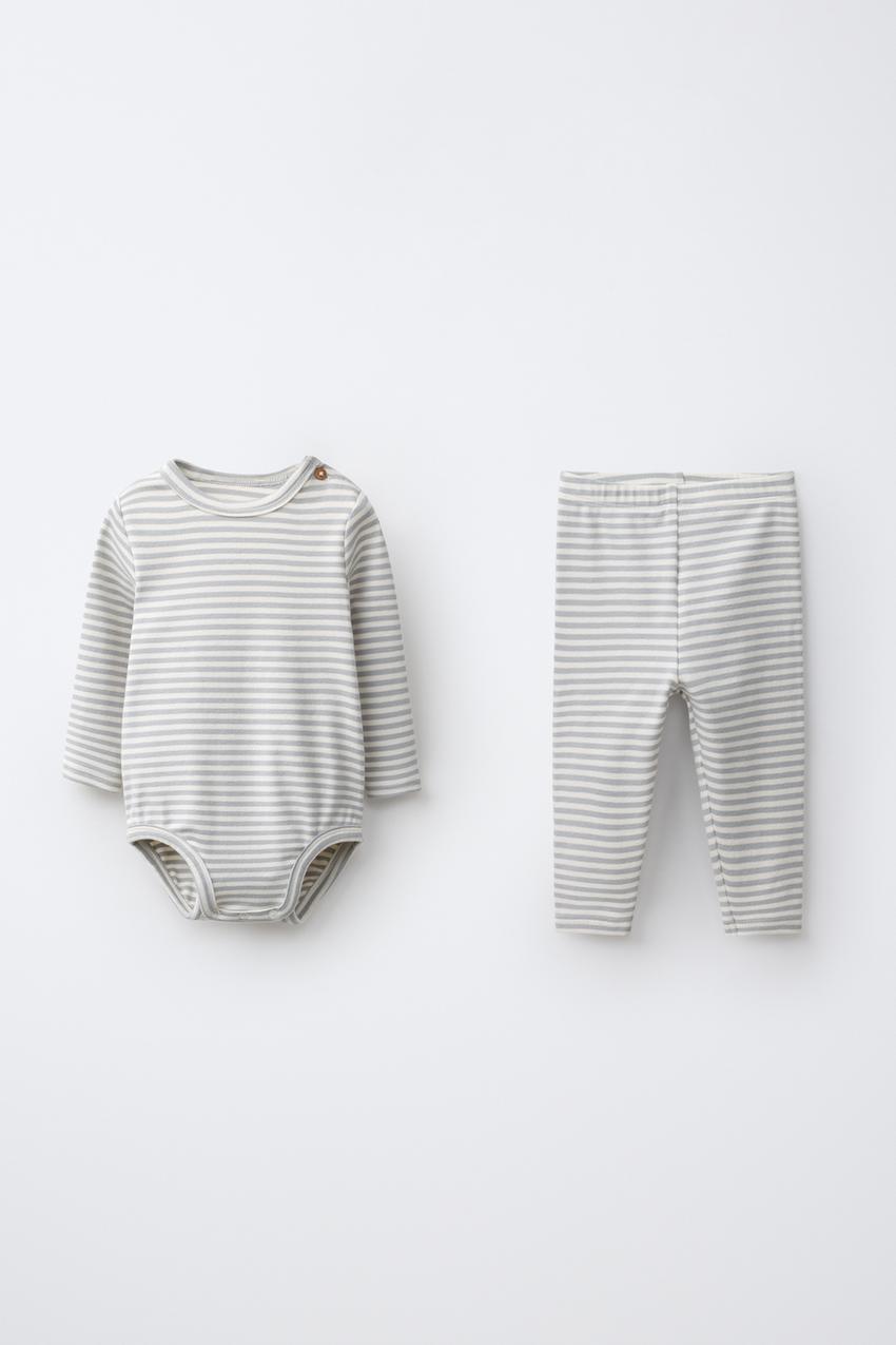 ZARA STRIPED BODYSUIT AND LEGGING SET — photo 1