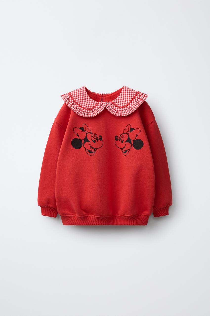 ZARA MINNIE MOUSE © DISNEY GINGHAM PETER PAN COLLAR SWEATSHIRT — photo 1