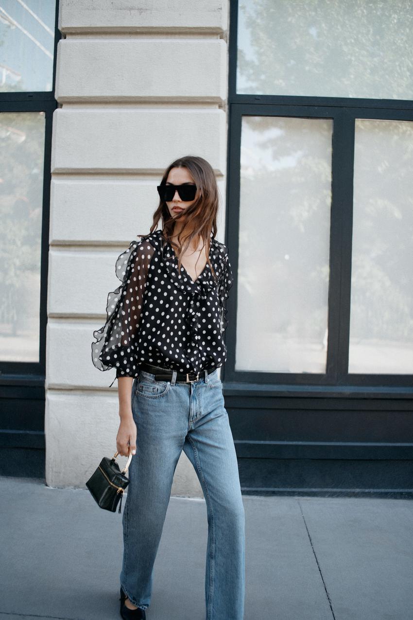 ZARA POLKA-DOT RUFFLE BLOUSE — photo 1