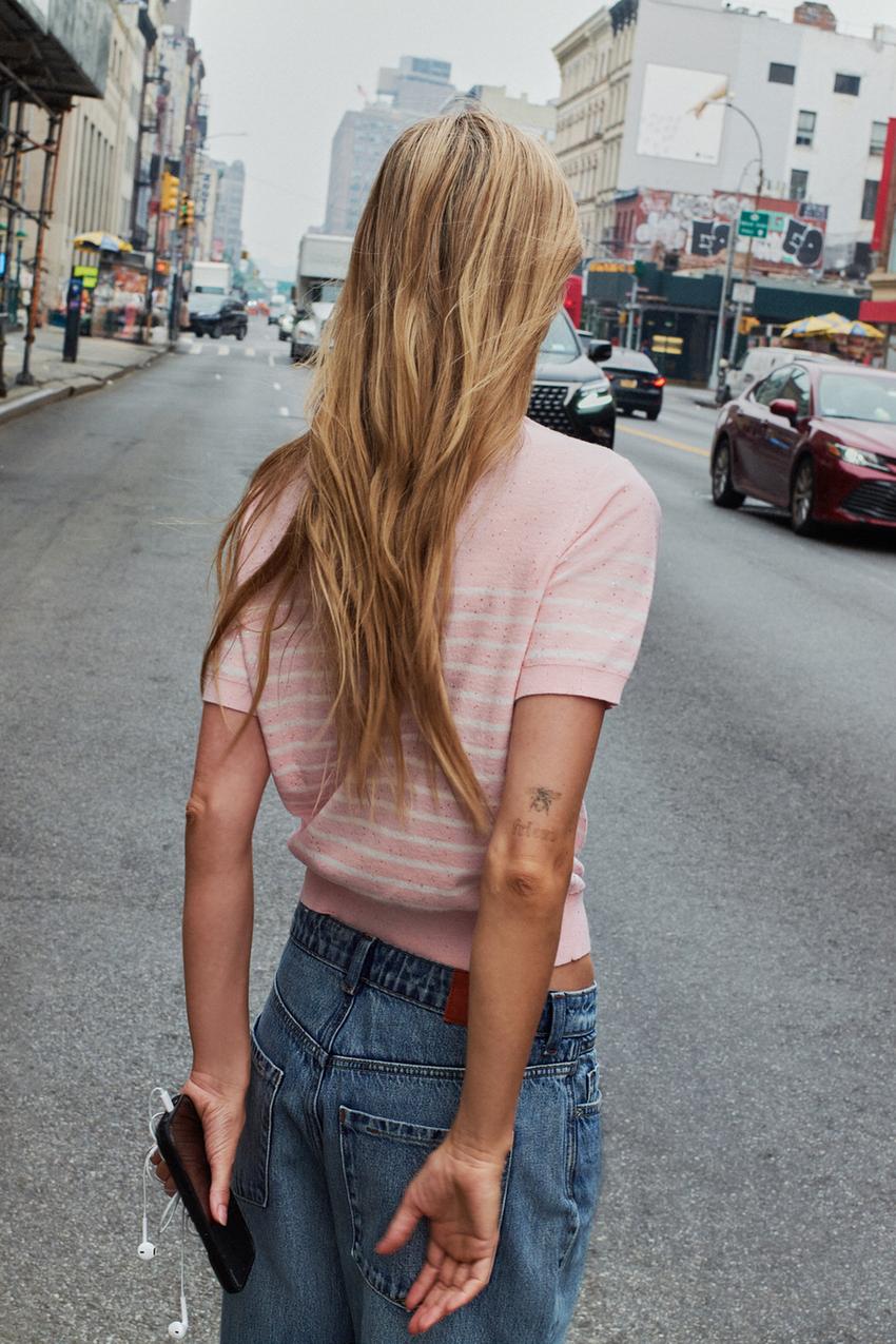 ZARA STRIPED SEQUIN KNIT TOP — photo 2