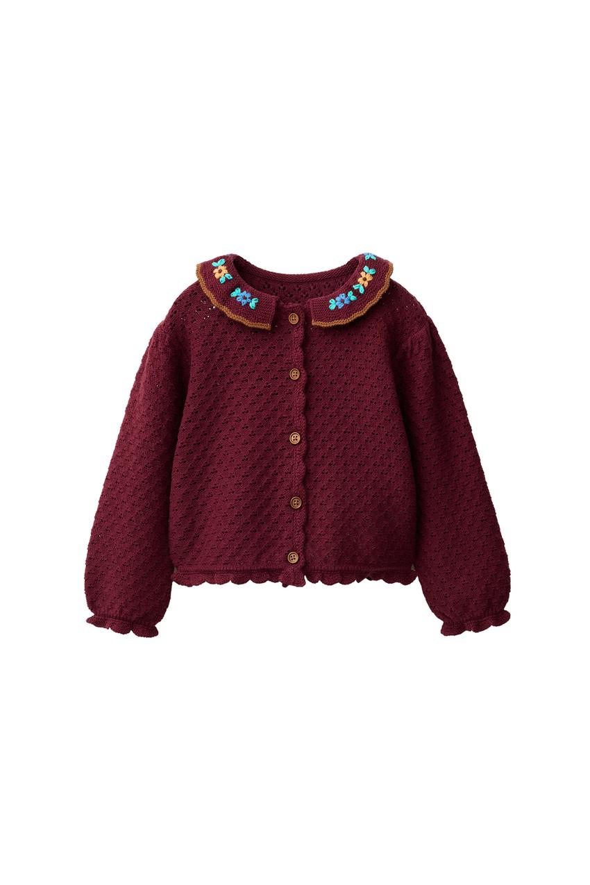 ZARA COTTON-LINEN EMBROIDERED CARDIGAN — photo 3
