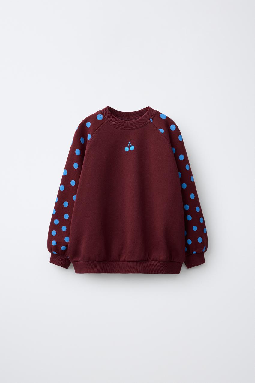 ZARA EMBROIDERED CHERRY POLKA DOT SWEATSHIRT — photo 1