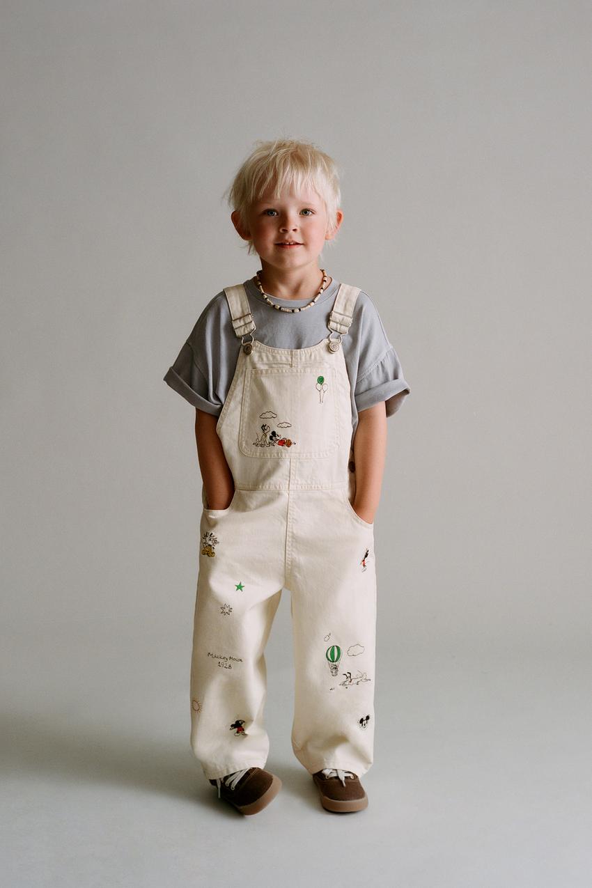 ZARA MICKEY MOUSE © DISNEY EMBROIDERED TWILL OVERALLS — photo 1