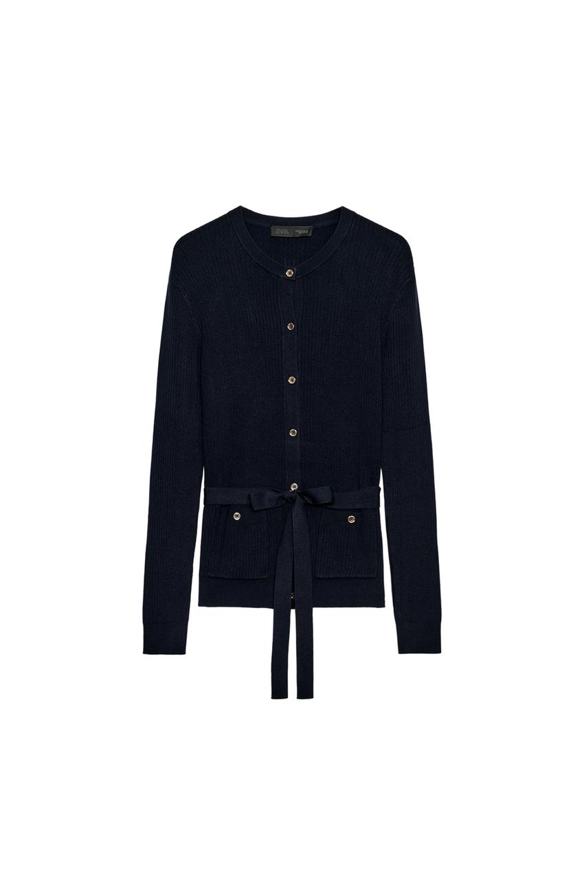 ZARA RIB KNIT BELTED CARDIGAN — photo 3