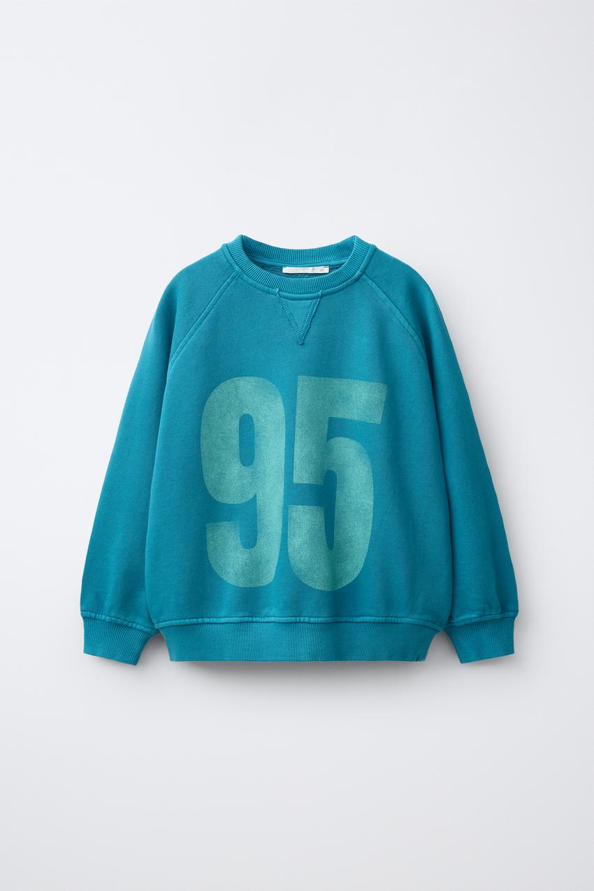 ZARA WASHED-EFFECT GRAPHIC SWEATSHIRT — photo 1