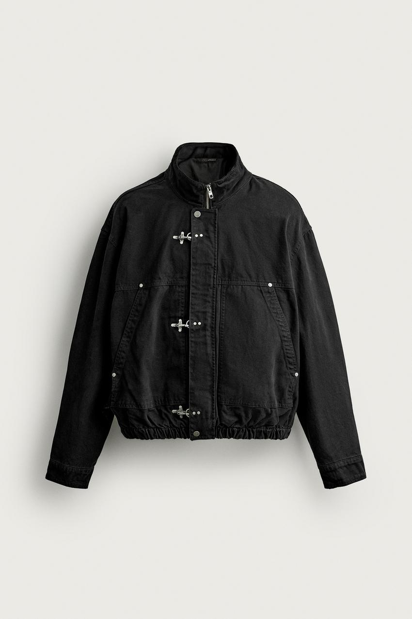 ZARA RELAXED FIT JACKET WITH METAL FIREMAN CLASPS — photo 1